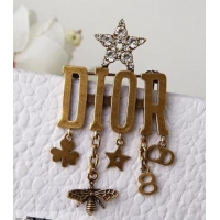 Fashion Dior Bee and Star Brooch Gold/Crystal J71708