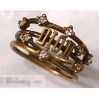  Classic Hot Dior Logo Crystal Ring Gold J71723