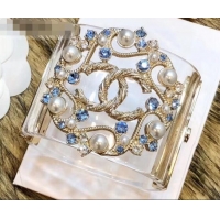 Unique Chanel Metal Glass Pearls Strass & Resin Cuff Bracelet AB0573 2019