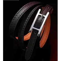 Classic Hot Hermes Quilting Leather Bracelet/Choker 721121 Black/Silver