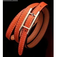 Luxury Hermes Quilting Leather Bracelet/Choker 721121 Orange/Gold