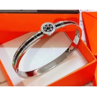  Good Looking Hermes Crystal Logo Bracelet 721128 Silver