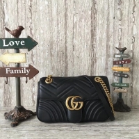 Top Quality Gucci GG Marmont Matelasse Leather Shoulder Bag 443497 Black