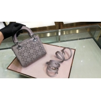 Cheapest Dior Lady Original Silk Satin-Encrusted Satchel Bag 2369 Gray