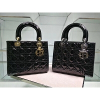 Best Price Lady Dior Bag Patent Cannage Calfskin Original Leather CAL44550 Black