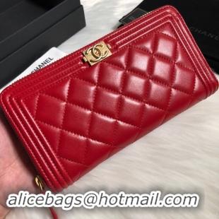 Good Looking Chanel Lambskin & Gold-Tone Metal A81799 red