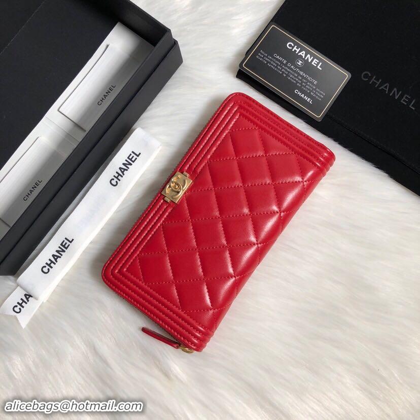 Good Looking Chanel Lambskin & Gold-Tone Metal A81799 red