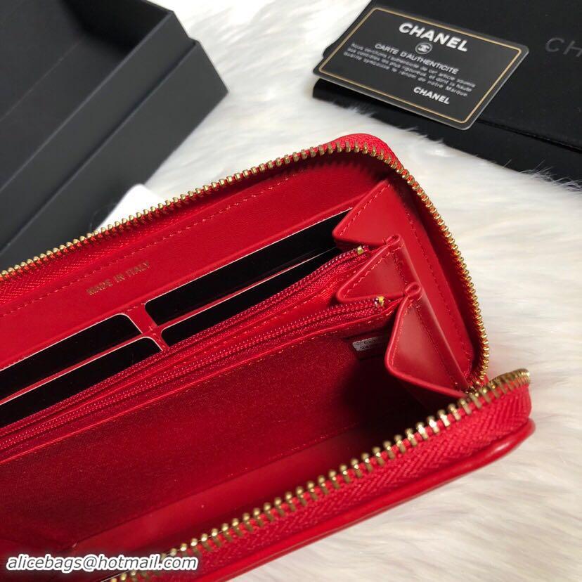 Good Looking Chanel Lambskin & Gold-Tone Metal A81799 red