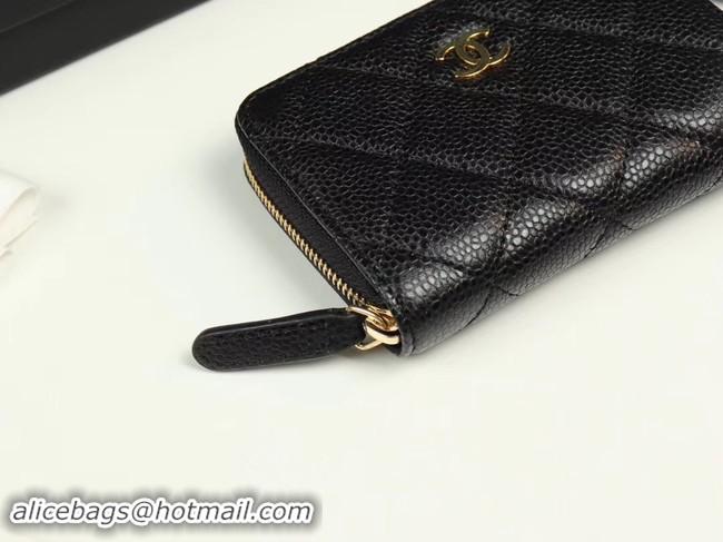 Classic Chanel classic card holder Grained Calfskin & Gold-Tone Metal A69271 black