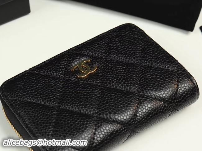 Classic Chanel classic card holder Grained Calfskin & Gold-Tone Metal A69271 black