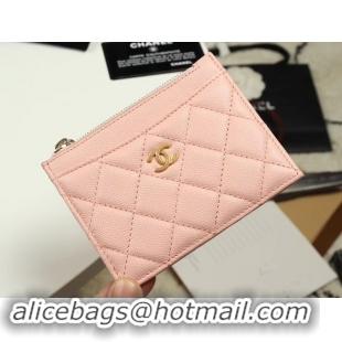 Purchase Chanel classic card holder Grained Calfskin & Gold-Tone Metal A84105 pink