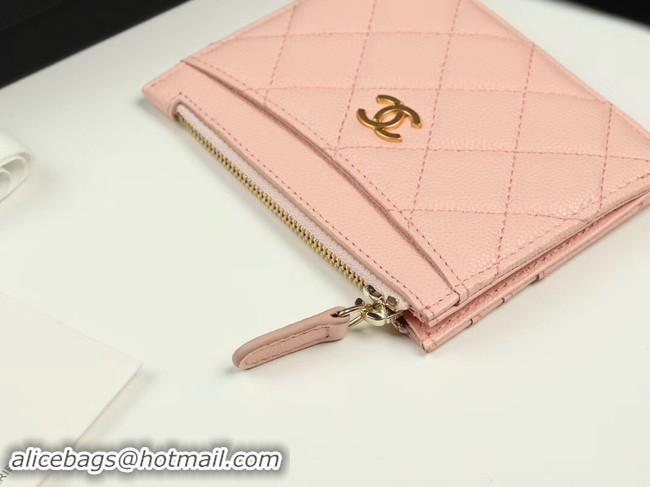 Purchase Chanel classic card holder Grained Calfskin & Gold-Tone Metal A84105 pink