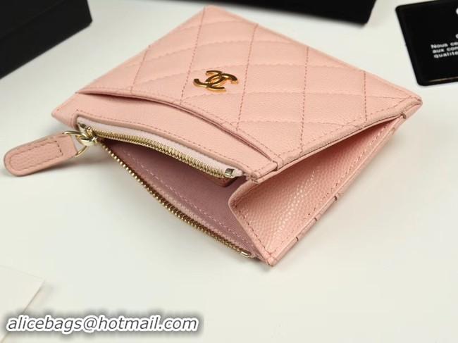 Purchase Chanel classic card holder Grained Calfskin & Gold-Tone Metal A84105 pink