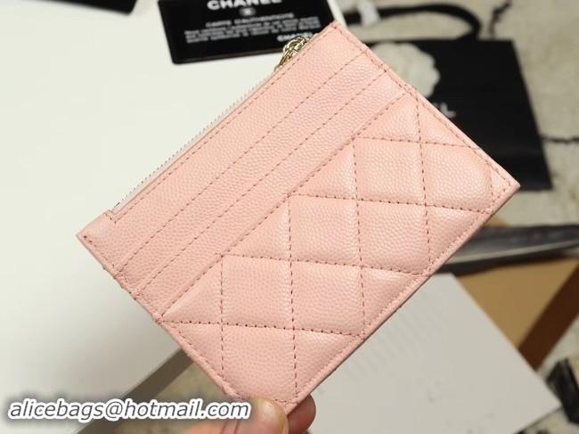 Purchase Chanel classic card holder Grained Calfskin & Gold-Tone Metal A84105 pink