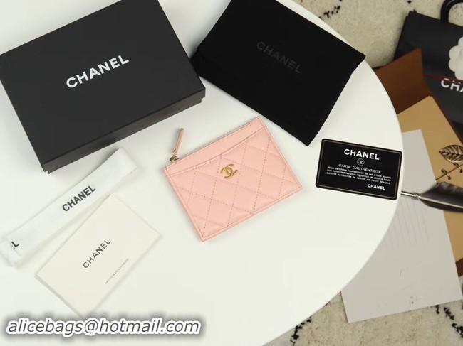 Purchase Chanel classic card holder Grained Calfskin & Gold-Tone Metal A84105 pink