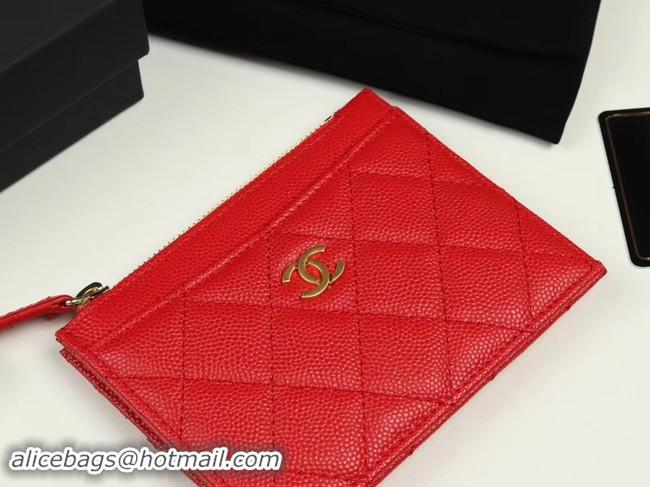 Purchase Chanel classic card holder Grained Calfskin & Gold-Tone Metal A84105 red