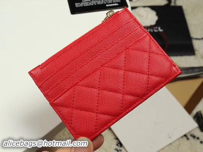 Purchase Chanel classic card holder Grained Calfskin & Gold-Tone Metal A84105 red