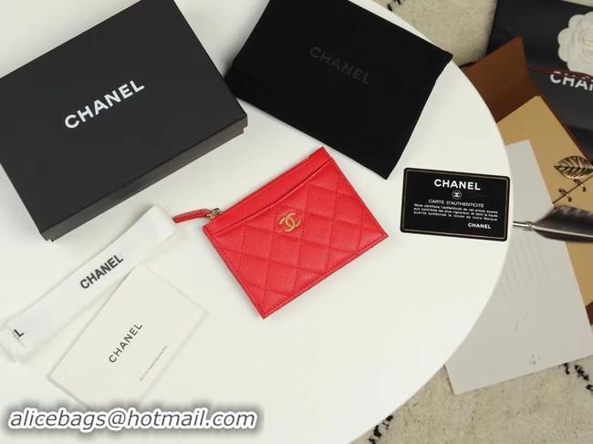 Purchase Chanel classic card holder Grained Calfskin & Gold-Tone Metal A84105 red