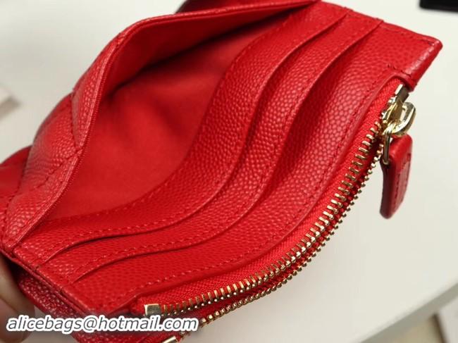 Purchase Chanel classic card holder Grained Calfskin & Gold-Tone Metal A84105 red