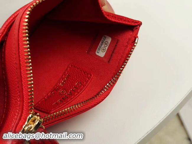 Purchase Chanel classic card holder Grained Calfskin & Gold-Tone Metal A84105 red