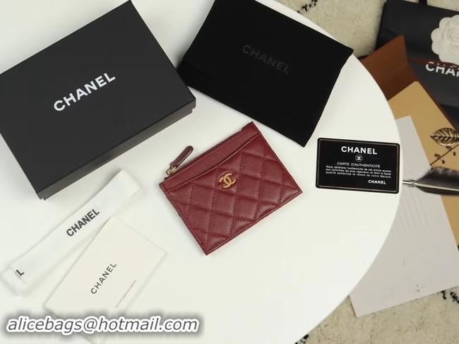 Cheap Price Chanel classic card holder Grained Calfskin & Gold-Tone Metal A84105 Burgundy