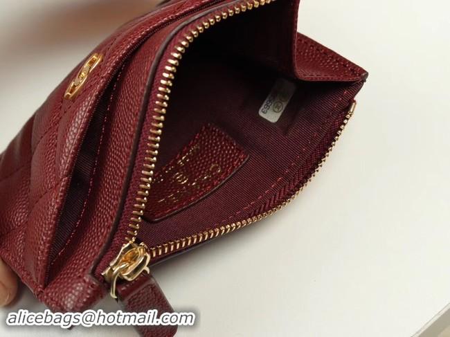 Cheap Price Chanel classic card holder Grained Calfskin & Gold-Tone Metal A84105 Burgundy