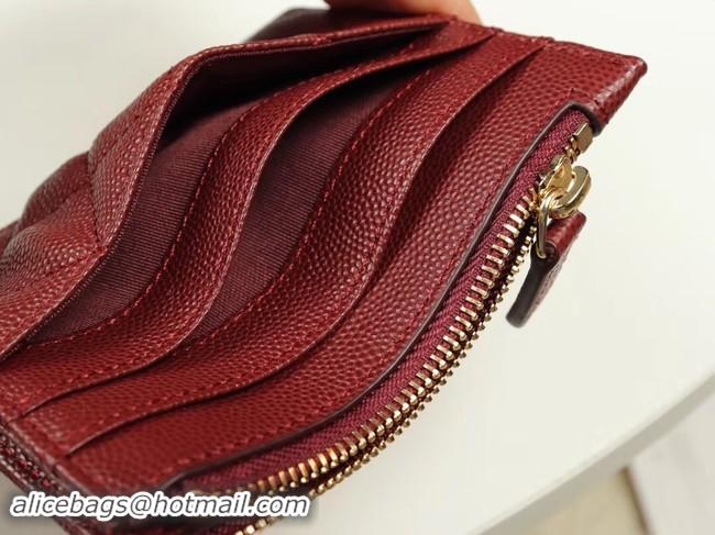 Cheap Price Chanel classic card holder Grained Calfskin & Gold-Tone Metal A84105 Burgundy