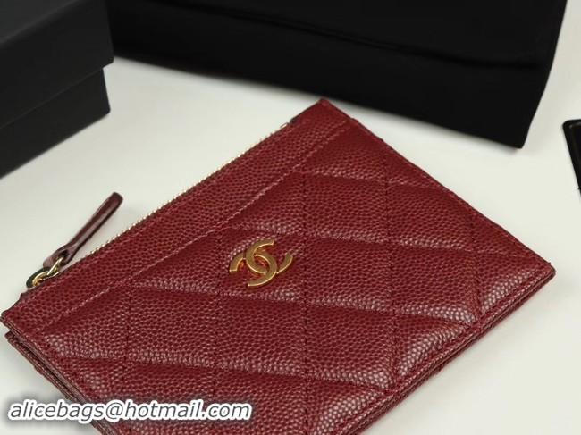 Cheap Price Chanel classic card holder Grained Calfskin & Gold-Tone Metal A84105 Burgundy