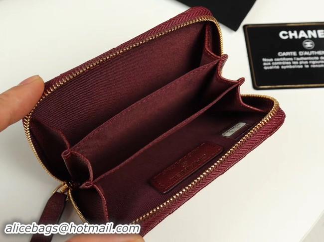 Chanel classic card holder Grained Calfskin & Gold-Tone Metal A69271 Burgundy