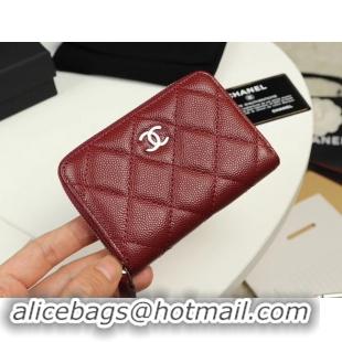 Good Product Chanel classic card holder Grained Calfskin & silver-Tone Metal A69271 Burgundy