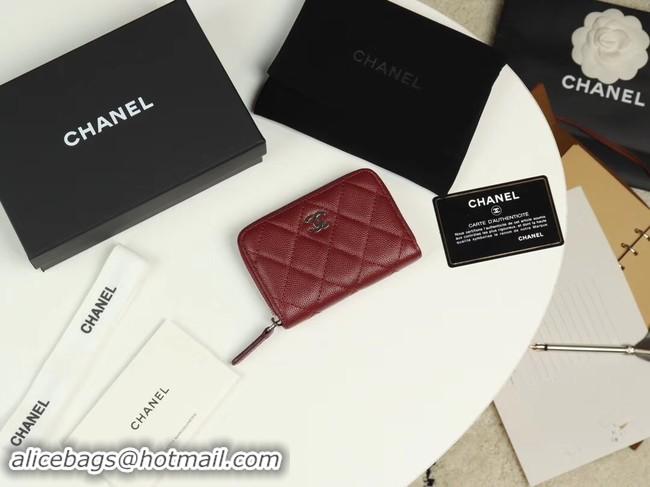 Good Product Chanel classic card holder Grained Calfskin & silver-Tone Metal A69271 Burgundy