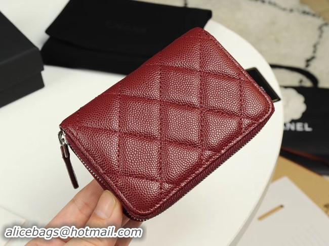 Good Product Chanel classic card holder Grained Calfskin & silver-Tone Metal A69271 Burgundy