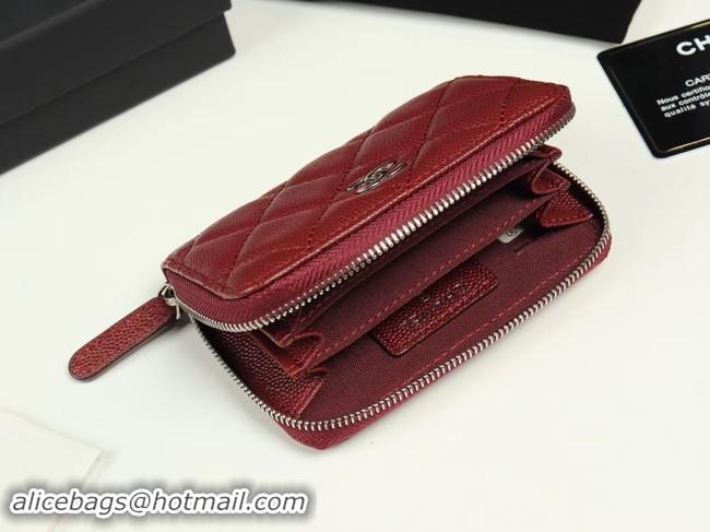 Good Product Chanel classic card holder Grained Calfskin & silver-Tone Metal A69271 Burgundy