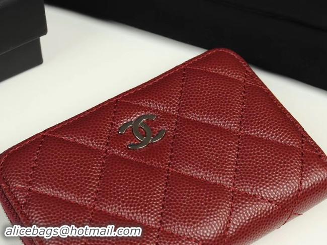 Good Product Chanel classic card holder Grained Calfskin & silver-Tone Metal A69271 Burgundy