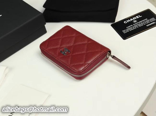 Good Product Chanel classic card holder Grained Calfskin & silver-Tone Metal A69271 Burgundy