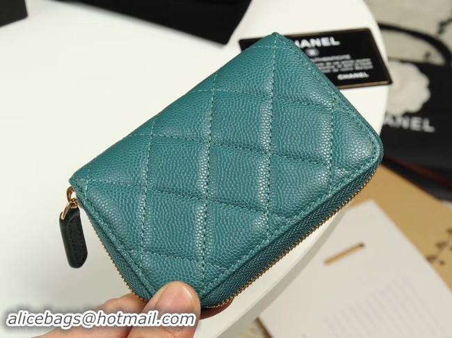 Fashion Chanel classic card holder Grained Calfskin & Gold-Tone Metal A69271 green