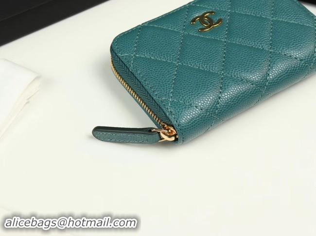 Fashion Chanel classic card holder Grained Calfskin & Gold-Tone Metal A69271 green