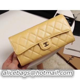 Shop Duplicate Chanel Calfskin Leather & Gold-Tone Metal A80758 yellow