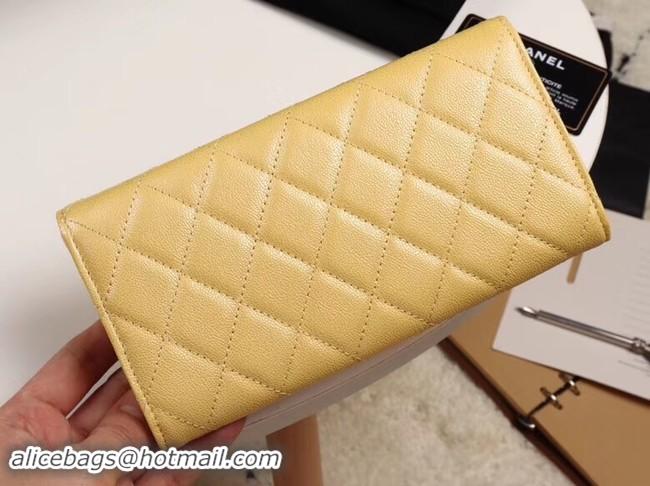 Shop Duplicate Chanel Calfskin Leather & Gold-Tone Metal A80758 yellow