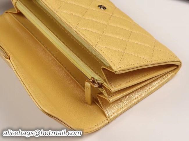 Shop Duplicate Chanel Calfskin Leather & Gold-Tone Metal A80758 yellow