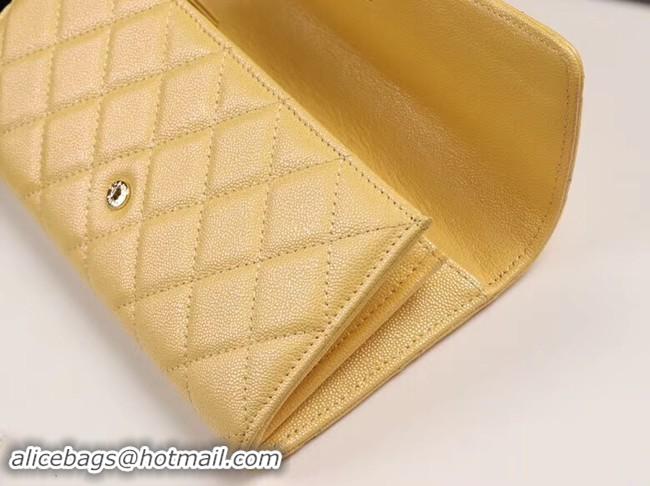 Shop Duplicate Chanel Calfskin Leather & Gold-Tone Metal A80758 yellow