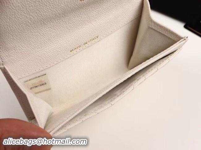 Luxury Chanel Calfskin Leather Card packet & Gold-Tone Metal A80603 white