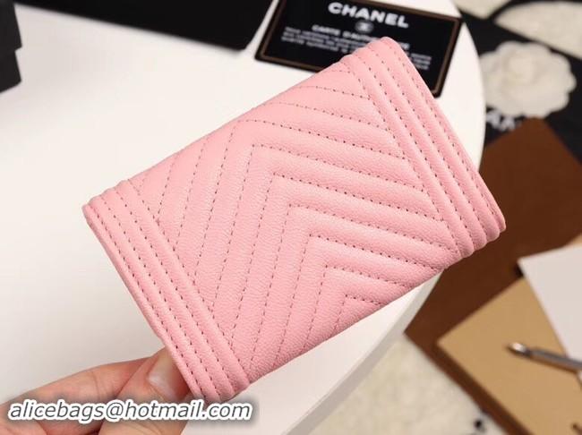 Luxurious Chanel Calfskin Leather Card packet & Gold-Tone Metal A80603 pink