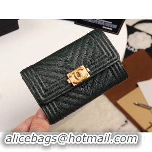 Grade Quality Chanel Calfskin Leather Card packet & Gold-Tone Metal A80603 black