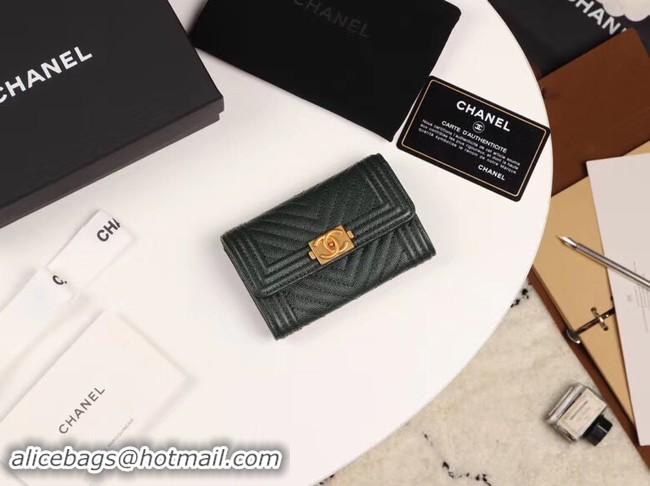 Grade Quality Chanel Calfskin Leather Card packet & Gold-Tone Metal A80603 black