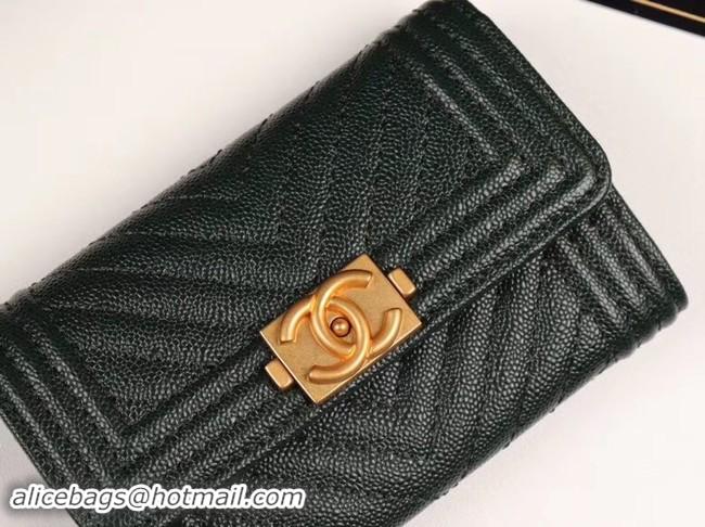 Grade Quality Chanel Calfskin Leather Card packet & Gold-Tone Metal A80603 black