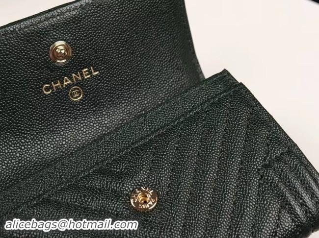 Grade Quality Chanel Calfskin Leather Card packet & Gold-Tone Metal A80603 black