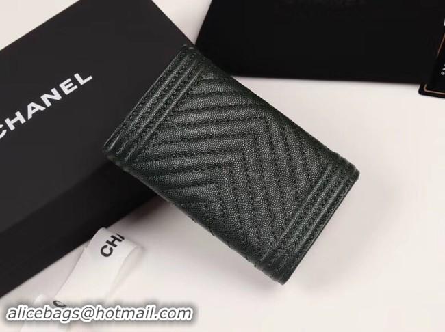 Grade Quality Chanel Calfskin Leather Card packet & Gold-Tone Metal A80603 black