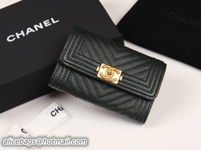 Grade Quality Chanel Calfskin Leather Card packet & Gold-Tone Metal A80603 black