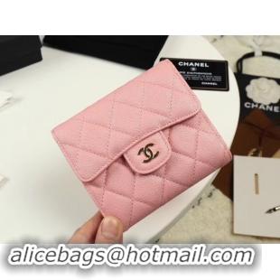 Most Popular Chanel Calfskin Leather Card packet & Gold-Tone Metal A82288 pink